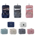 Sac maquillage pliable moderne bleu marine crochets poches intérieures pratique