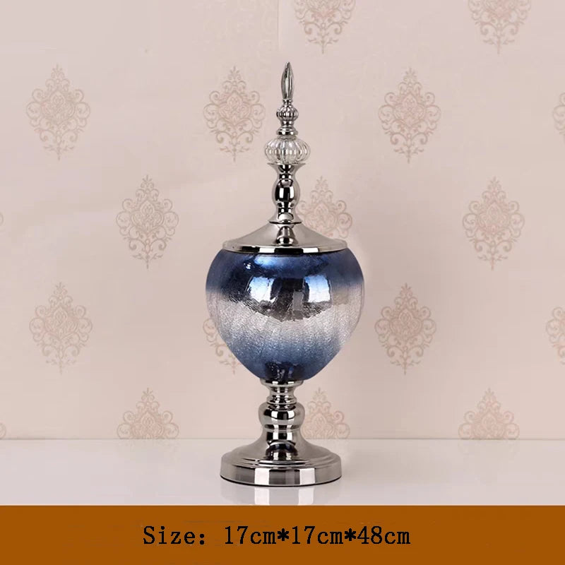 vases décoratifs bleu doré texture miroir opacité classique base solide