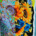 tableau brodé main motif floral multicolore fleurs différentes dimensions 35x35cm 80x80cm