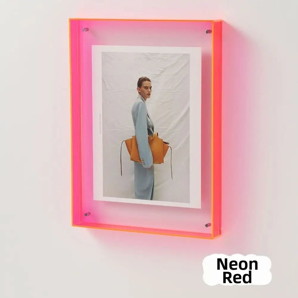 cadre photo moderne transparent orange rouge gris vert support mural décoration murale irregulier