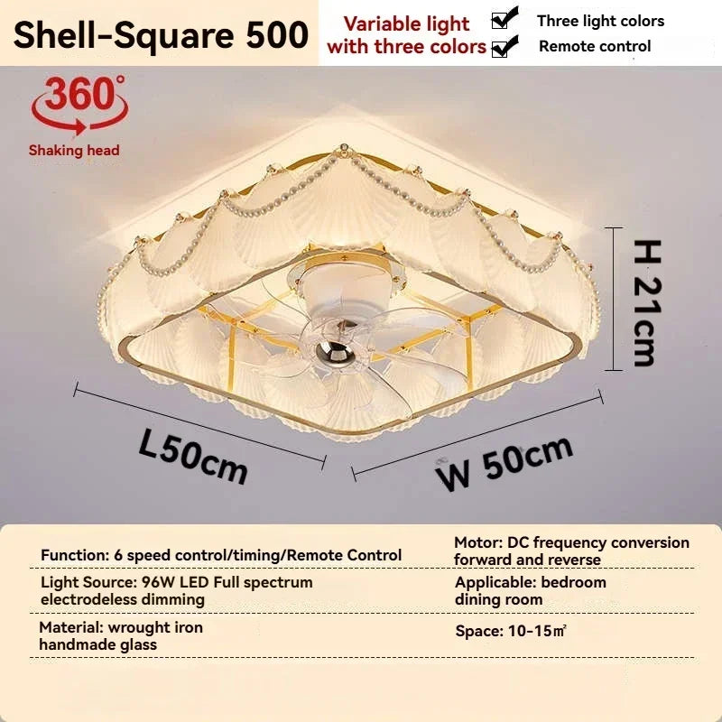 ventilateur classique feuilles lumière led télécommande blanc doré certification ul