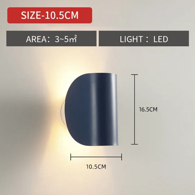 lampe murale moderne cylindrique noir bleu blanc led rotative chambre salon