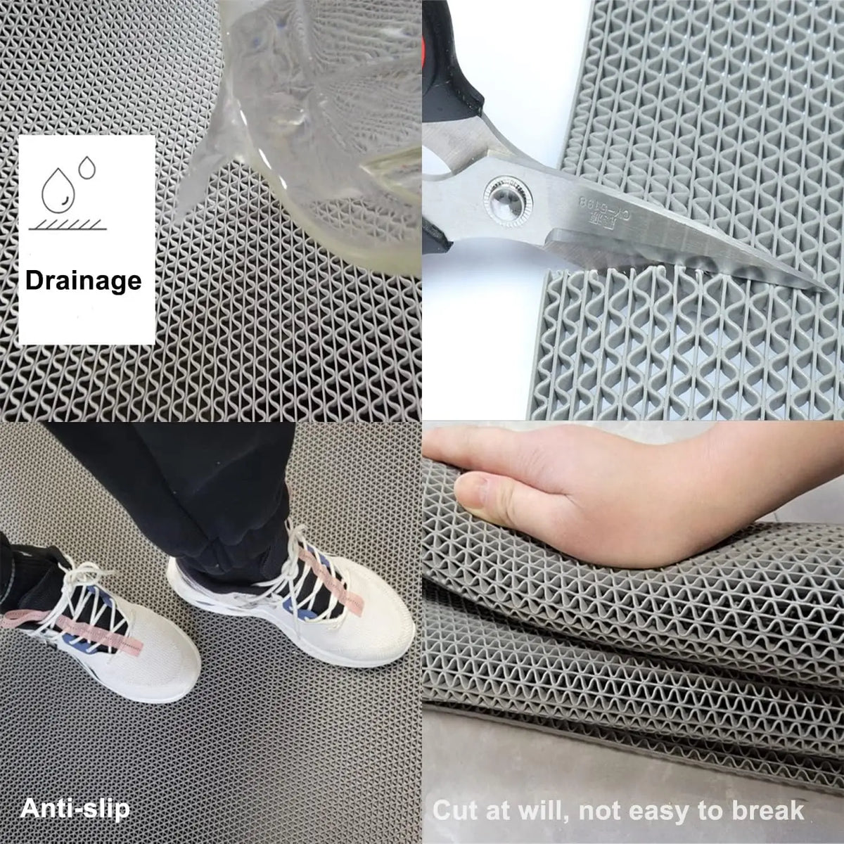 tapis bain antidérapant maille fine moderne hydrofuge cuisine sol salle bain gris