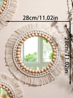 miroir boho macramé franges chambre salon décoration murale artisanale blanc beige