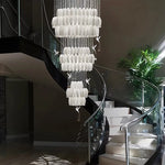 suspension lumineuse moderne blanc feuilles fines chaines minimaliste led