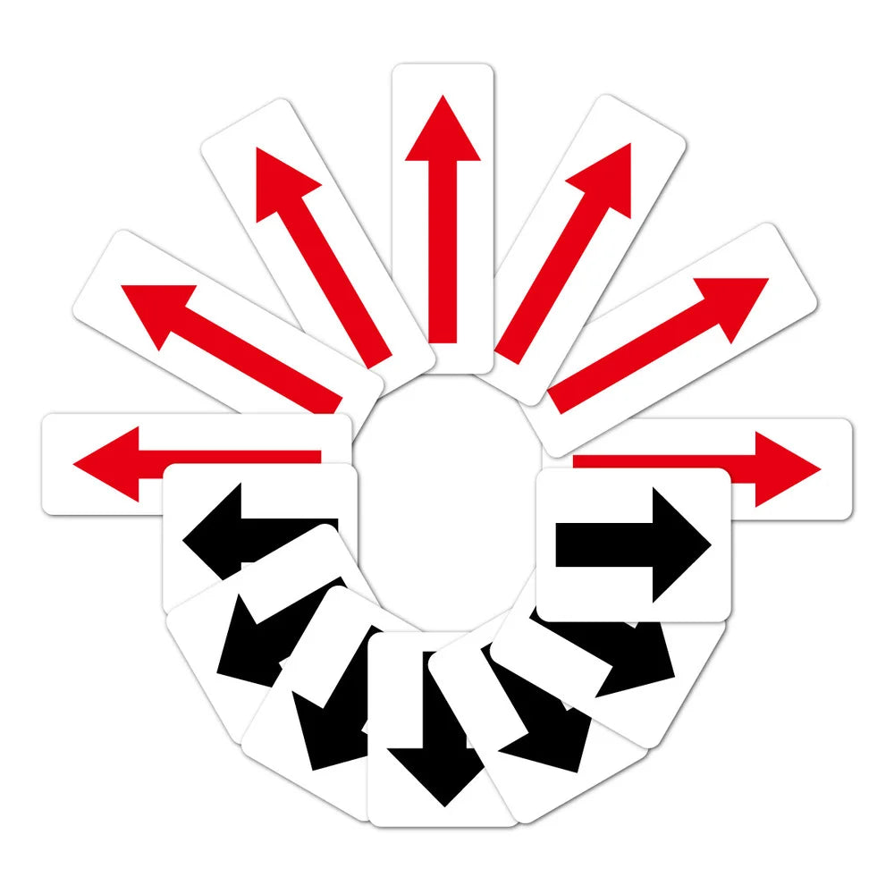 autocollants adhésifs flèches rouge blanc graphiques direction 9cm pvc avertissement