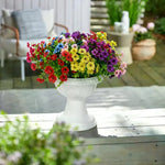 décoration intérieure moderne bouquet artificiel violet fleurs simples feuilles vertes polyester