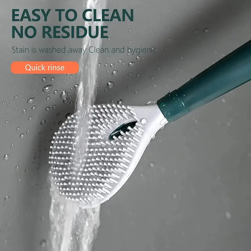 brosse wc moderne vert blanc texture antidérapante support mural adhésif nettoyage facile ergonomique poignée