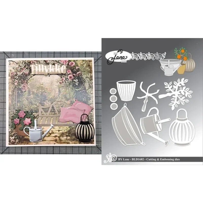 découpe papier scrapbooking fleurs bancs table chaises lanterne arbres pommes oiseaux arches végétales motifs