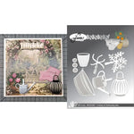 découpe papier scrapbooking fleurs bancs table chaises lanterne arbres pommes oiseaux arches végétales motifs