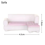 meubles miniatures poupées rose blanc modernes armoire frigo lave linge micro ondes téléviseur commode