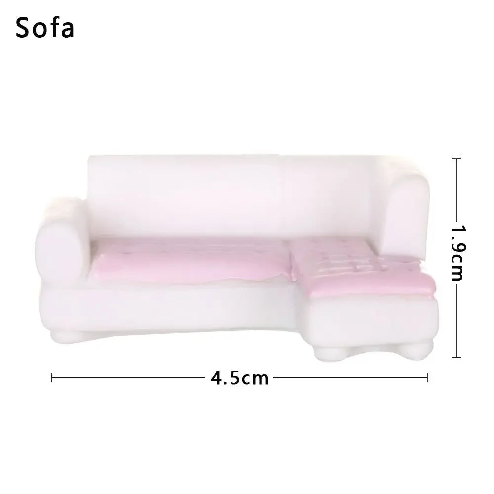 meubles miniatures poupées rose blanc modernes armoire frigo lave linge micro ondes téléviseur commode