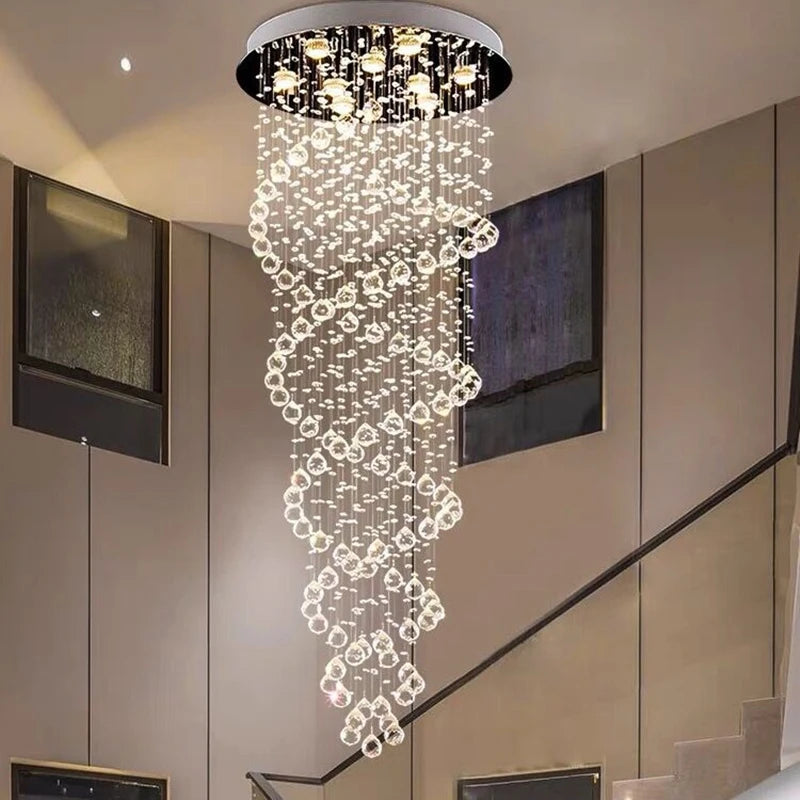 suspension lumineuse moderne cristal transparente élégante invisible chambre villa