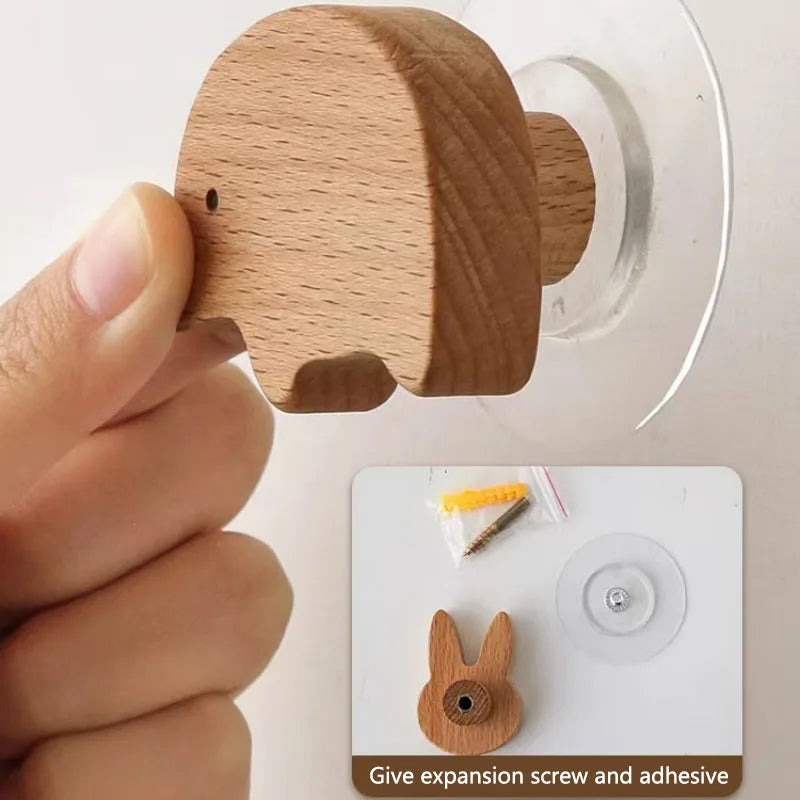 porte clés mural animal bois naturel minimaliste adhésif vis simple modernité chambre enfantDecorationMurale