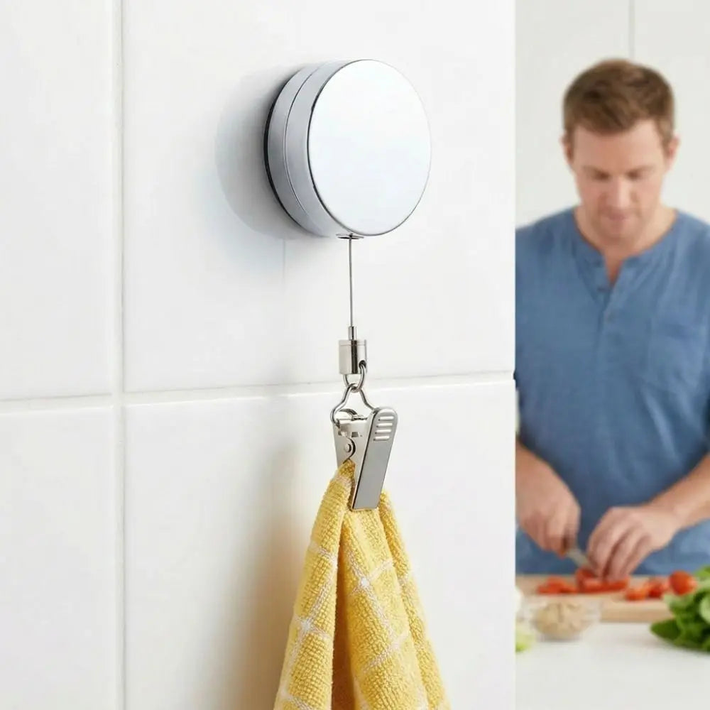 supports muraux rétractables adhésifs linge suspension moderne serviettes gants cuisine clips métal couteau cuillère