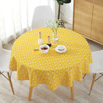 nappe ronde moderne triangles géométriques jaune bleu gris washable table manger mariage fête