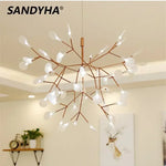 suspension lumineuse moderne branchée feuilles translucides lumière led blanc doré