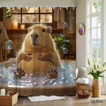 rideau douche capybara bain bulles moderne opac beige marron clair