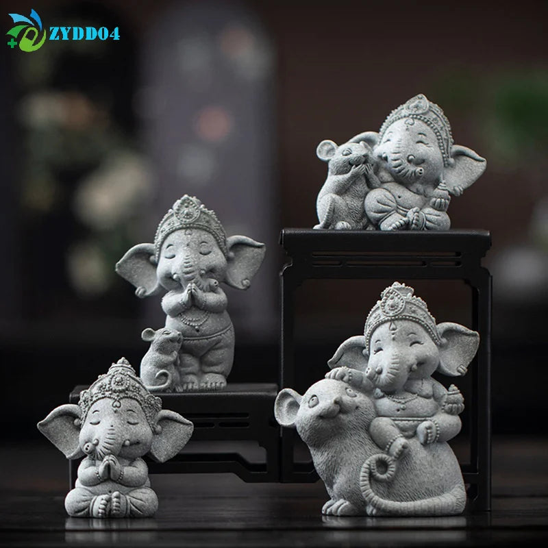 statuette éléphant gris texture granulée artisanale décoration maison petite taille moyenne grande