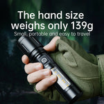 lampe torche led rechargeable zoomable 1200 lumens 10w 3h 8h 100 200mètres camping