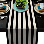 nappe table lin noir blanc carreaux géométriques moderne décoration maison simple vertical textiles