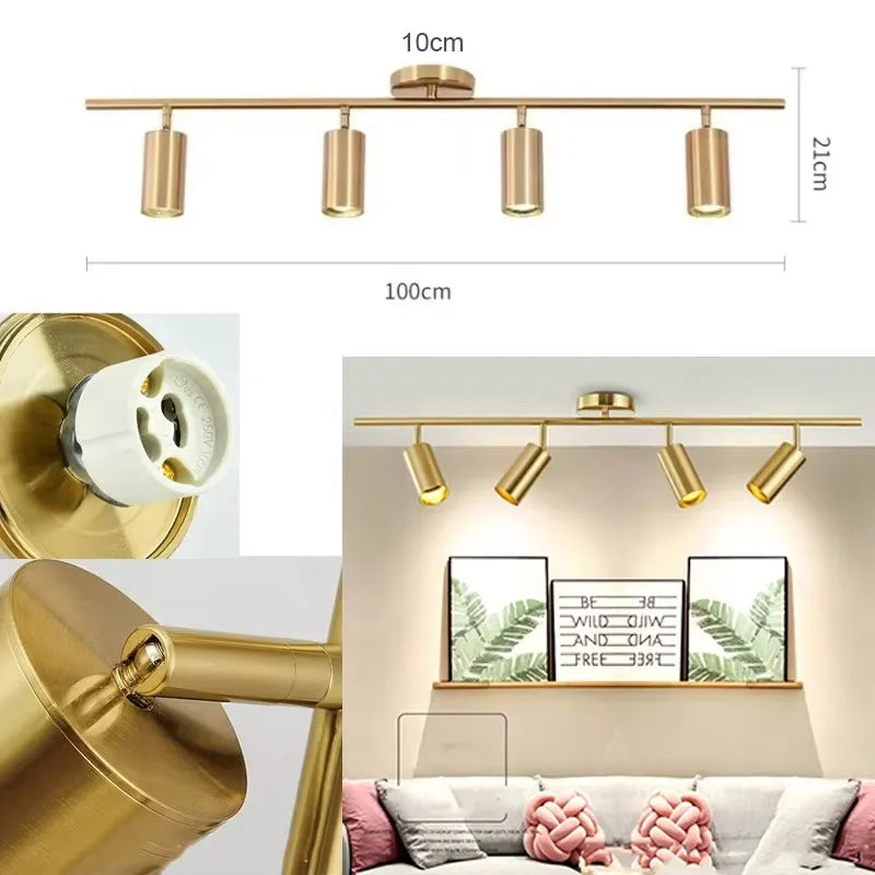 Spot LED moderne or noir conique montage surface deux sources lumineuses