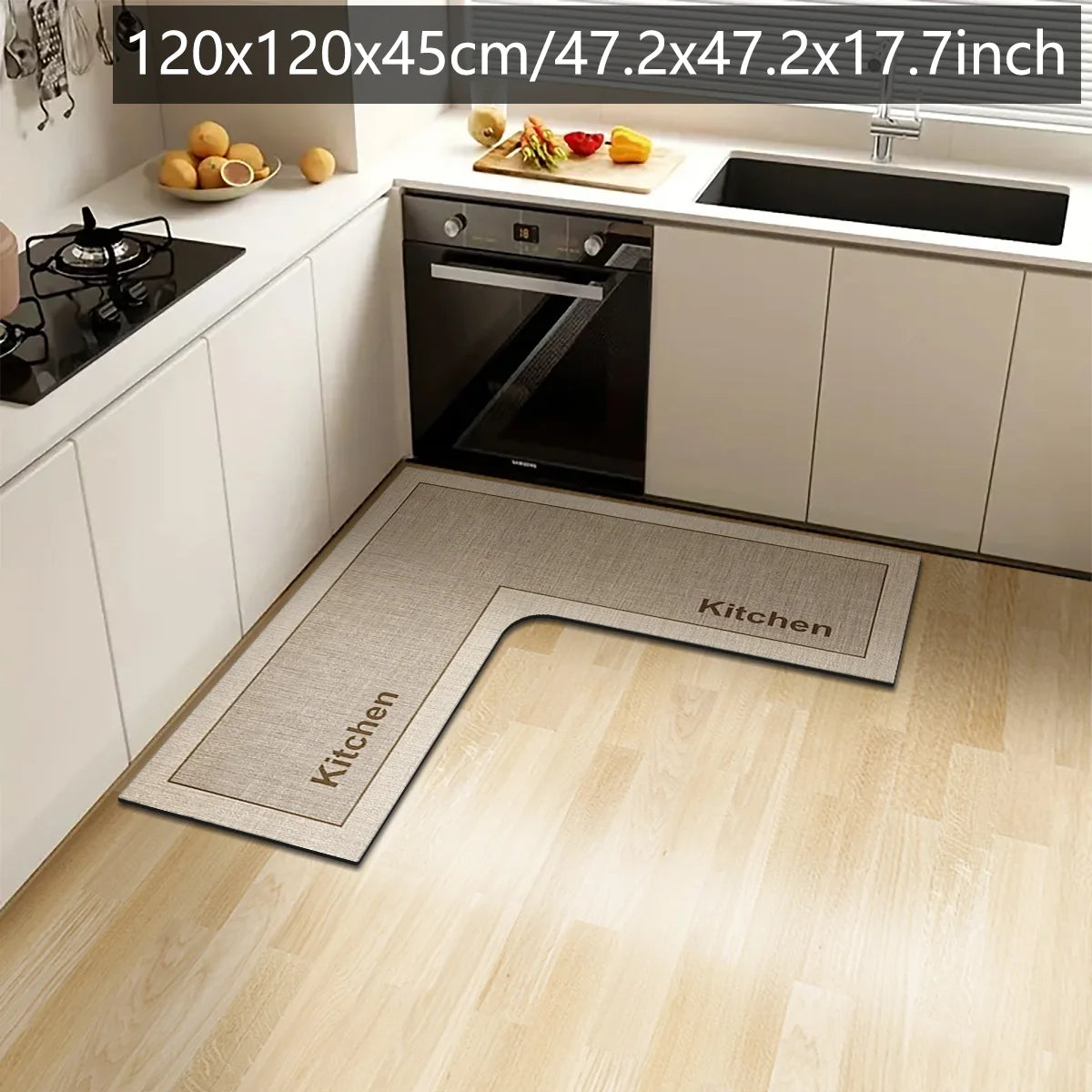 tapis cuisine antidérapant noir imprimé pieds moderne adhésif taille 45cm 75cm 120cm absorbant salon