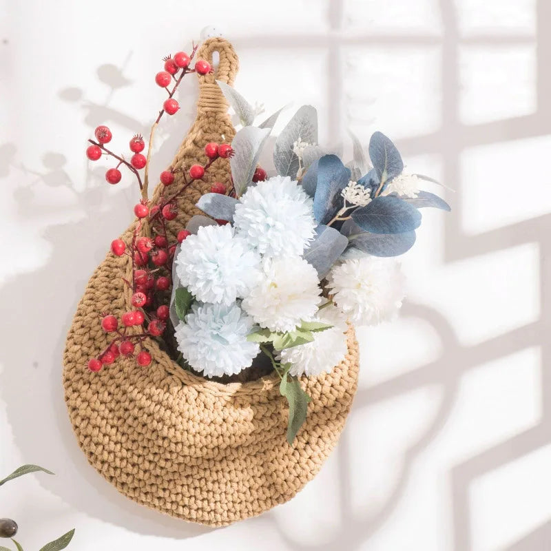 paniers rangement crochet rustique beige respectueux environnement boho chic decoration cuisine