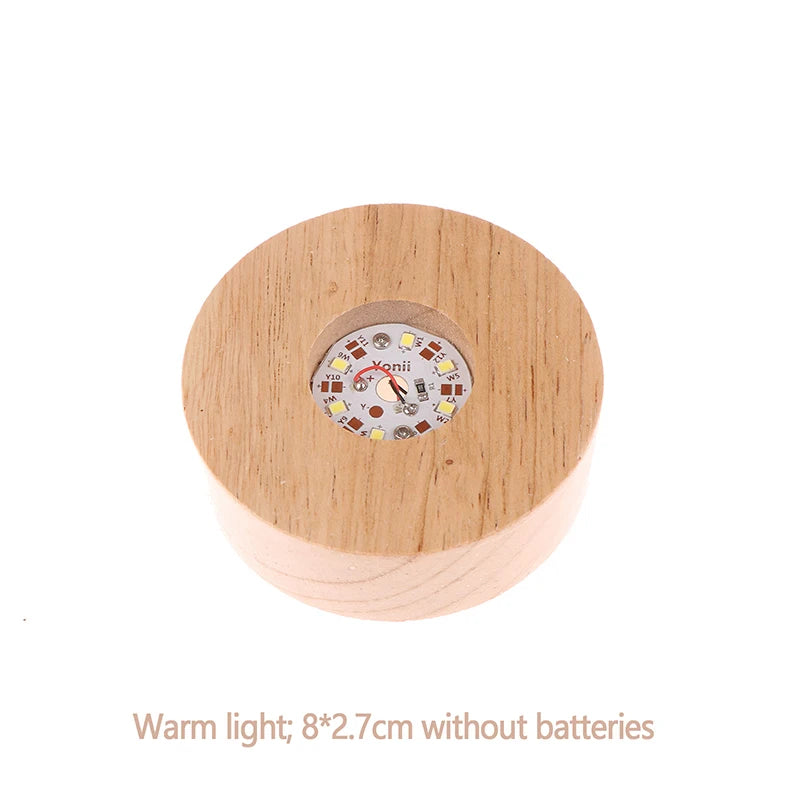support lumière led plaque bois finition lisse moderne batterie aaa diodes jaunes usb minimaliste