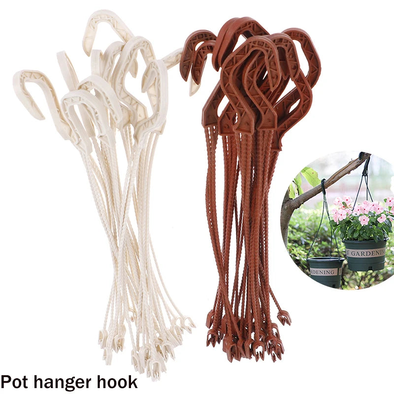 supports suspendus pots fleurs crochet tissu noué rustique marron beige naturelextérieur cordon