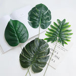 feuilles artificielles vertes tropicales moderne décoration extérieure anniversaire exposition photo fond faux plantes PVC