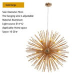 suspension lumineuse or moderne branches radiales ampoules incluses 55cm 65cm 70cm
