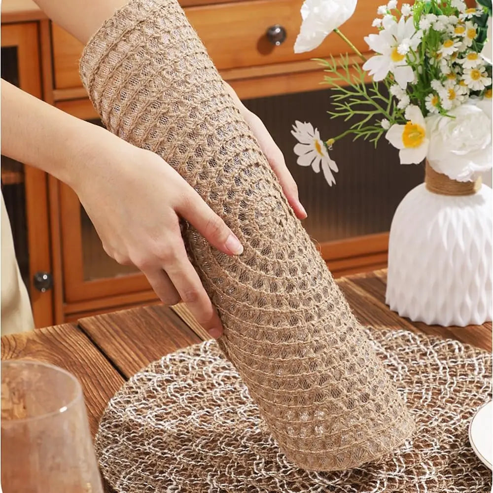 serviettes table rustiques lin beige clair motif géométrique naturel 38cm
