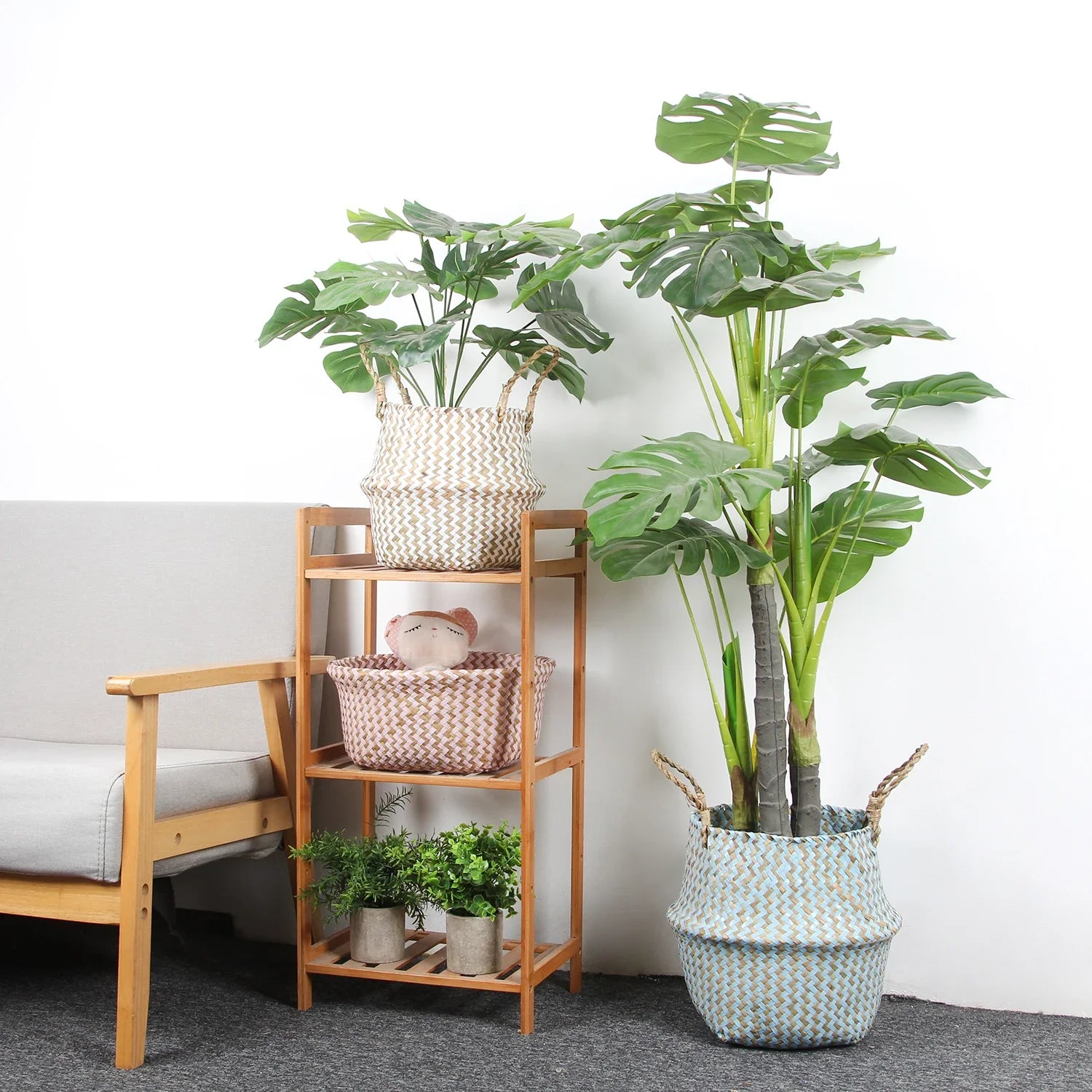 Panier osier pliable utilisé pour plantes d'intérieur