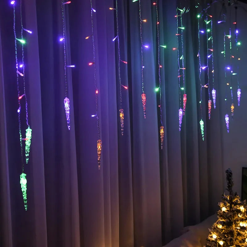 guirlande lumineuse icicles blanc jaune multicolore clips moderne décoratifextérieur noël féerique led