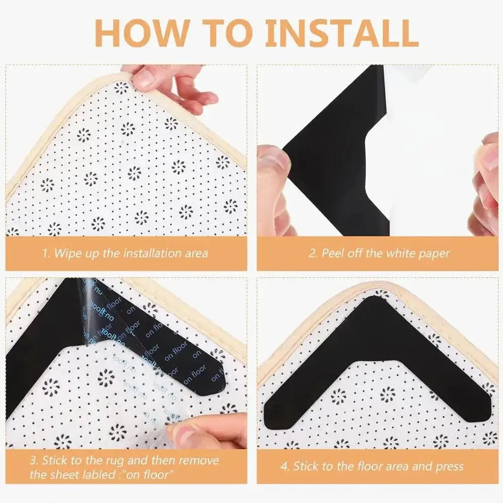 tapis antidérapants réutilisables adhésifs imprimés bleus sol intérieur adultes noir
