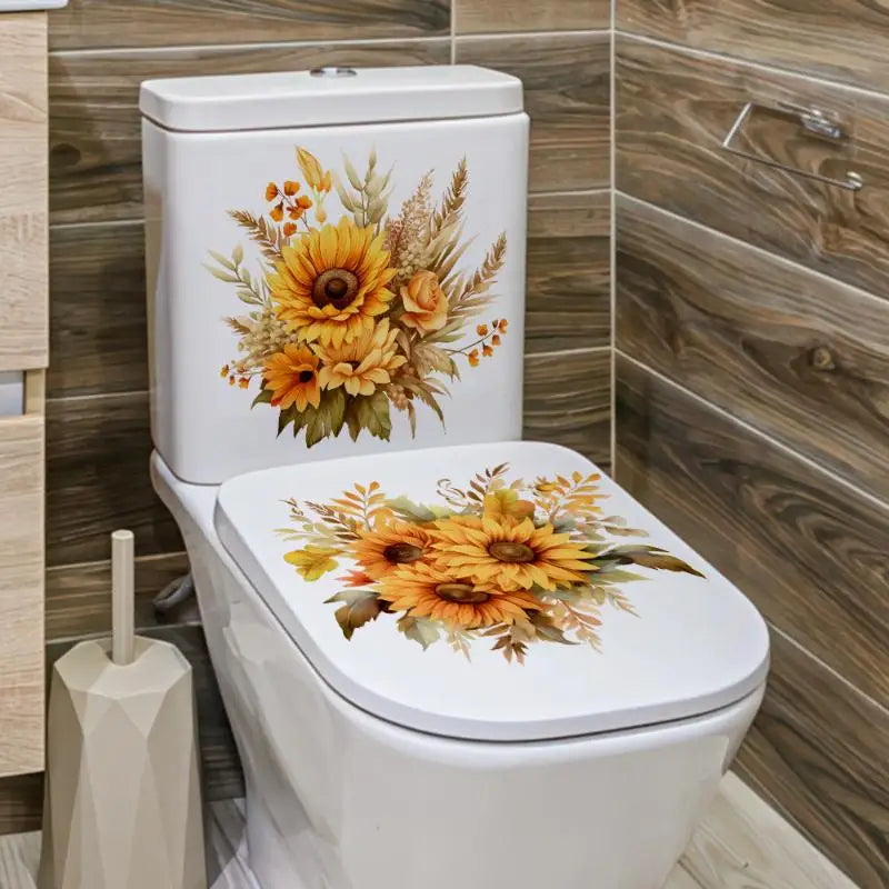 décoration murale autocollante rustique motif tournesol fleurs salle bain salon chambre