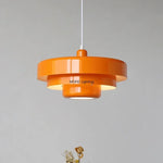 suspension lumineuse moderne pendentif orange noir blanc abat jour rond multi couche opaques fixations