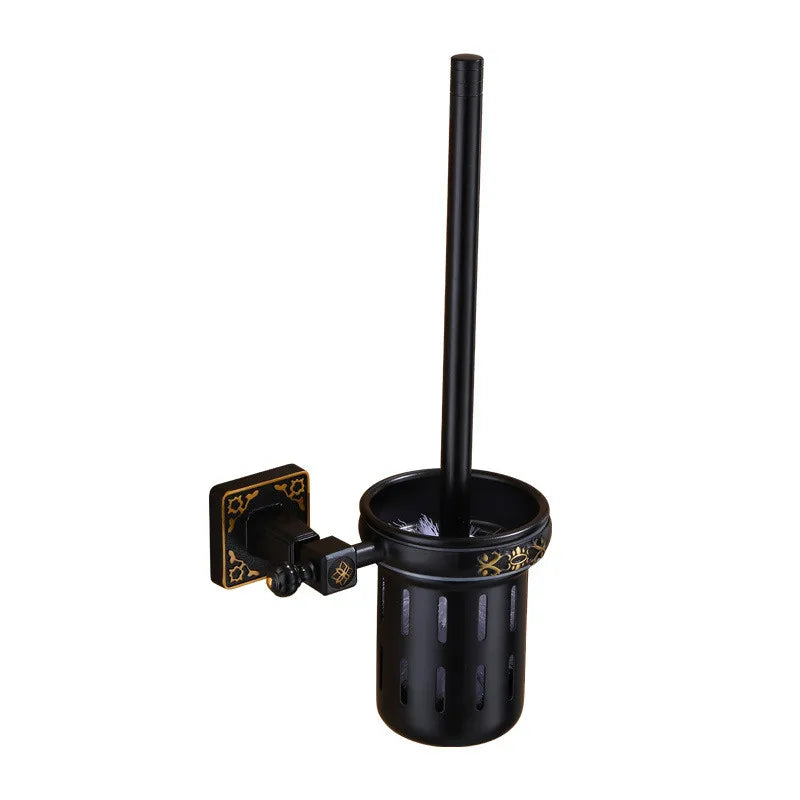 porte brosse wc bronze ornements floraux brosse aluminium pot rangement classique plaque noir