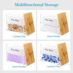 boîte rangement transparente multifonctionnelle bois naturel étiquettes imperméables lessive lingettes repassage Pods pins booster