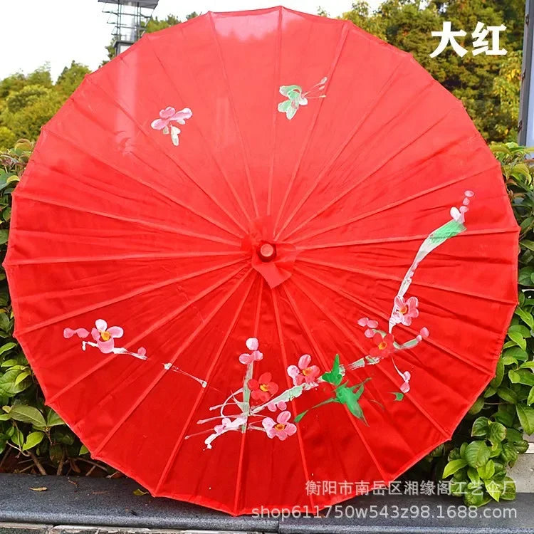 parapluie traditionnel fleurs peintes main rouge rose violet bleu orange jaune vert blanc