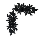 applique textile floral brodé dentelle polyester coton noir blanc rose or argent