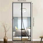 rideau moustiquaire porte noir blanc maille fine opacité moderne velcro poignée 90x210cm