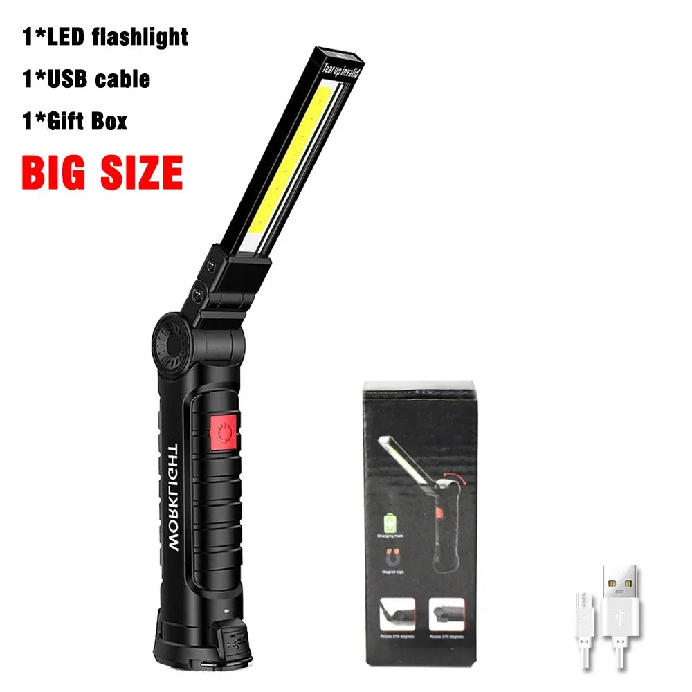 lampe travail led rechargeable aimant usb noir texture antidérapante modulable luminosité