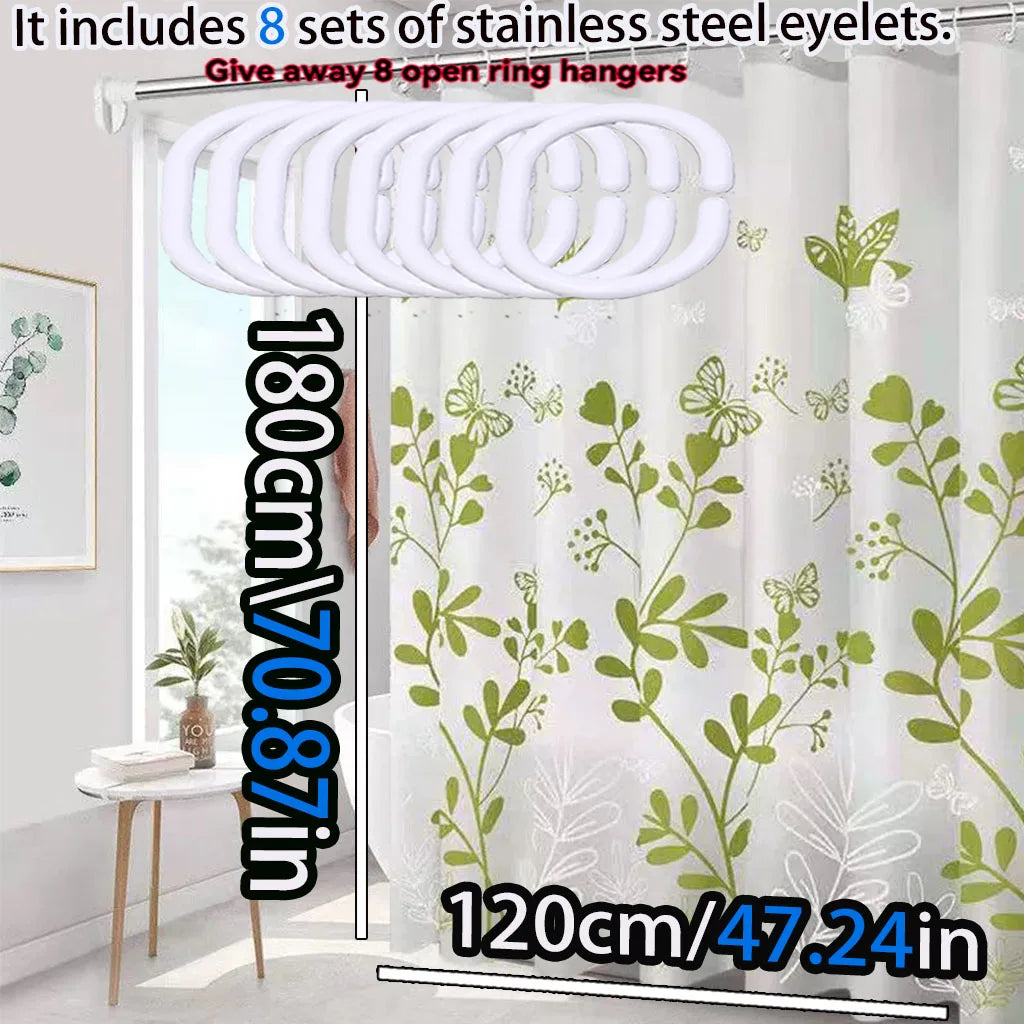 Détail du motif fleurs papillon sur rideau de douche