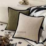 taies d'oreiller décoratives vert olive moderne coton polyester respectueux environnement simple fixations