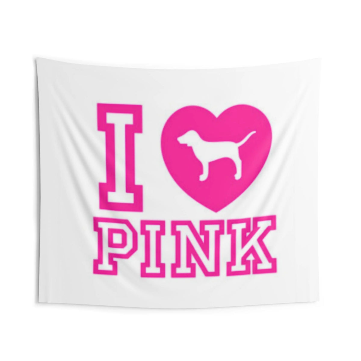 tapisserie graphique moderne noir rose coeurs chiens texte ipink tissu décoration murale chambre