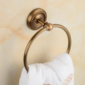 ensemble accessoires salle bain doré laiton antique porte serviette porte gobelet mural