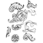 timbres vintage baroques motifs floraux ornements feuilles fleurs marron clair décoration artisanale scrapbooking