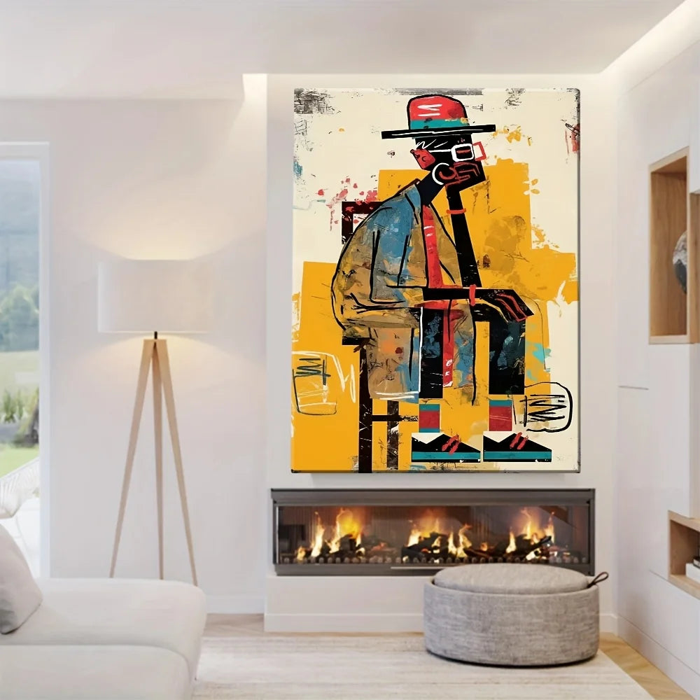 affiche abstraite moderne pop art toile canvas couleur géométrique salon décoration maison sans cadre